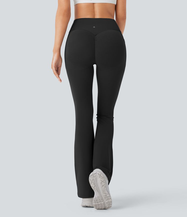 SoCinched High Waisted Scrunch Butt Lifting Tummy Control Side Pocket Shaping Yoga UltraSculpt Bootcut Leggings