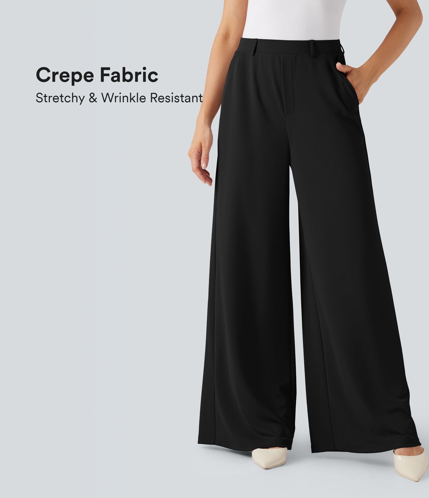 Halara Flex™ High Waisted Palazzo Wide Leg Crepe Work Pants with Pockets