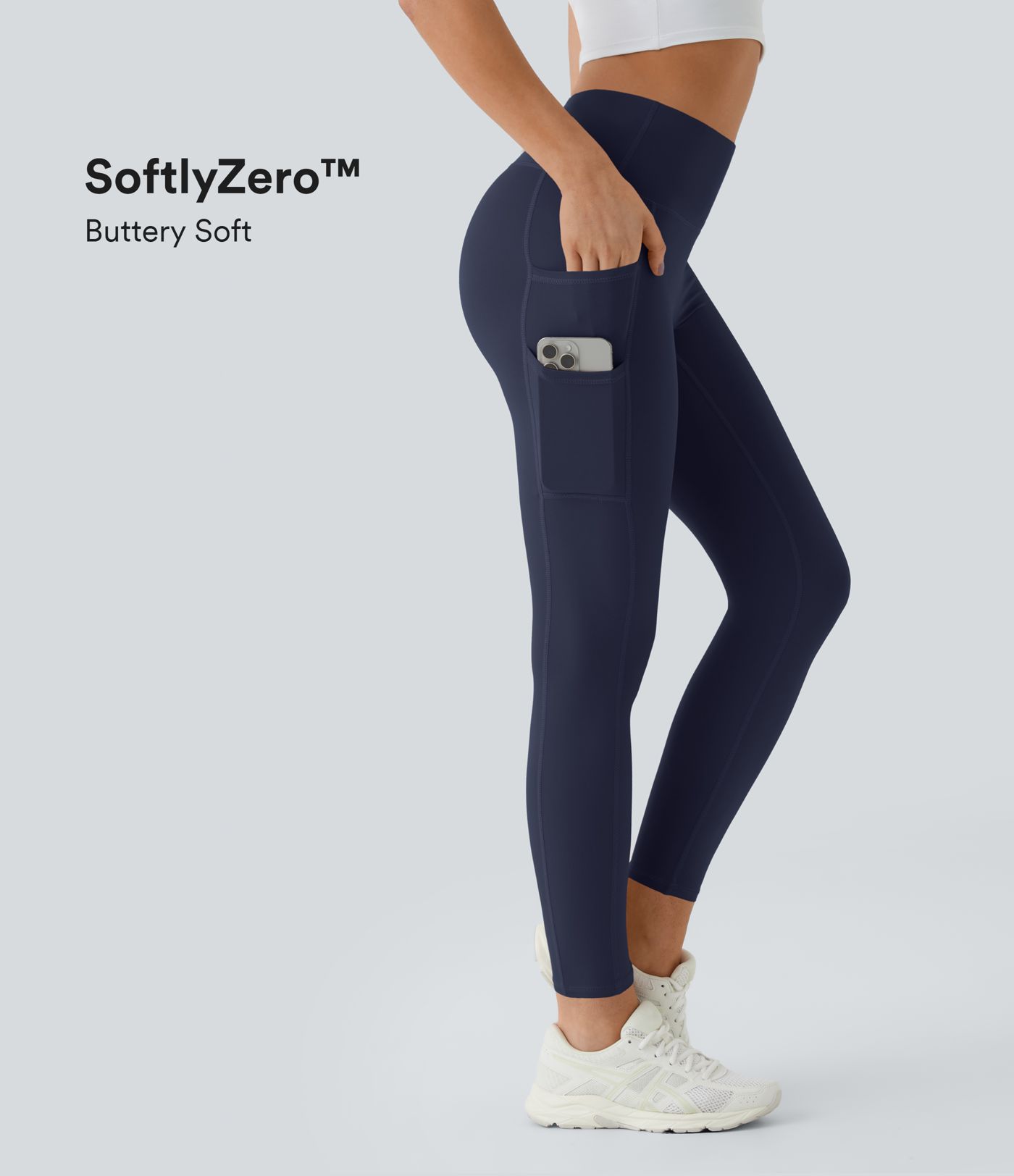 SoftlyZero™ High Waisted Double Pockets Plain Leggings-UPF50+