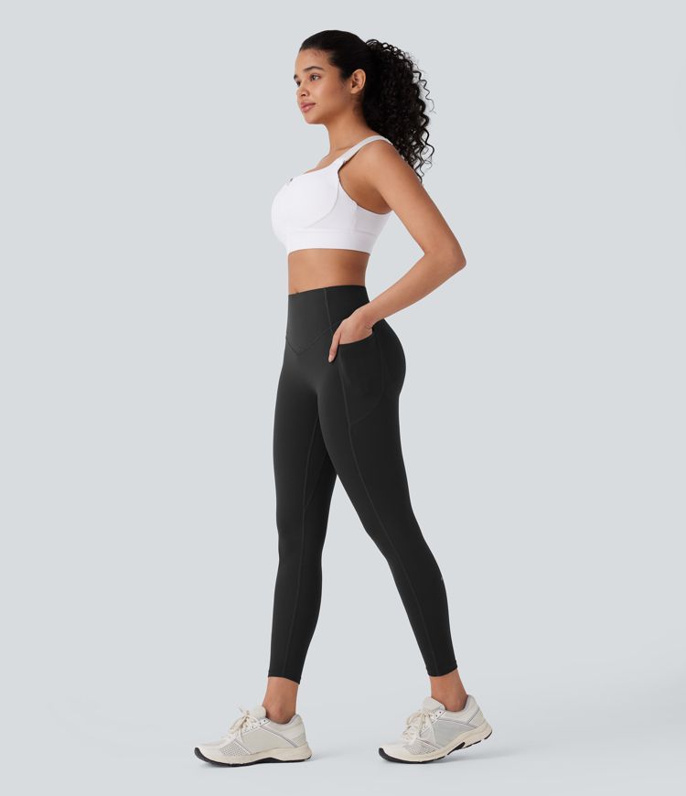 Legging de yoga gainant galbant taille haute avec fronces et poches Halara UltraSculpt™