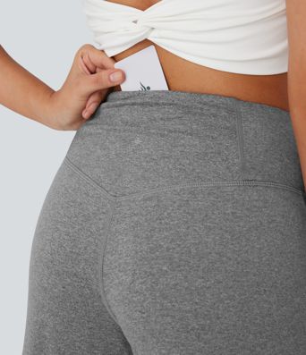 Crossover High Waisted Back Pocket Wide Leg Yoga Pants