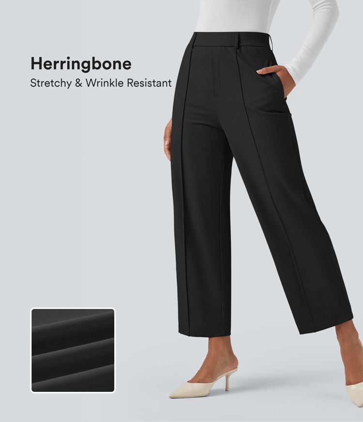 Halara Flex™ High Waisted Straight Leg Herringbone Work Pants with Pockets