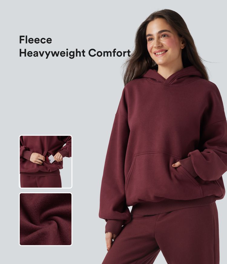 Hooded Long Sleeve Fleece Casual Cotton Sweatshirt with Pockets