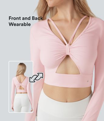 SoftlyZero™ Plush Cut-out Thumb Holes Yoga Sports Top-Front and Back Wearable
