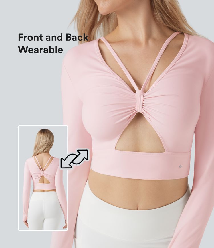 SoftlyZero™ Plush Cut-out Thumb Holes Yoga Sports Top-Front and Back Wearable