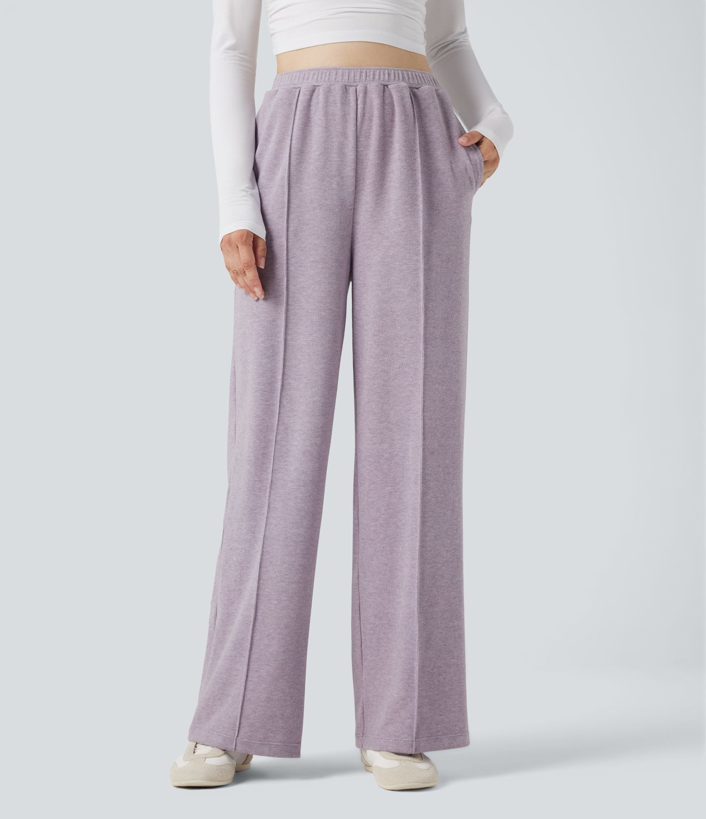 Pantalon baggy taille haute avec cordon de serrage et poches