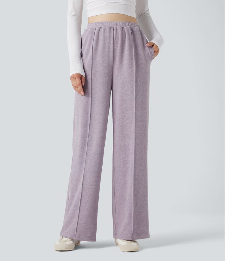 Pantalon baggy taille haute avec cordon de serrage et poches