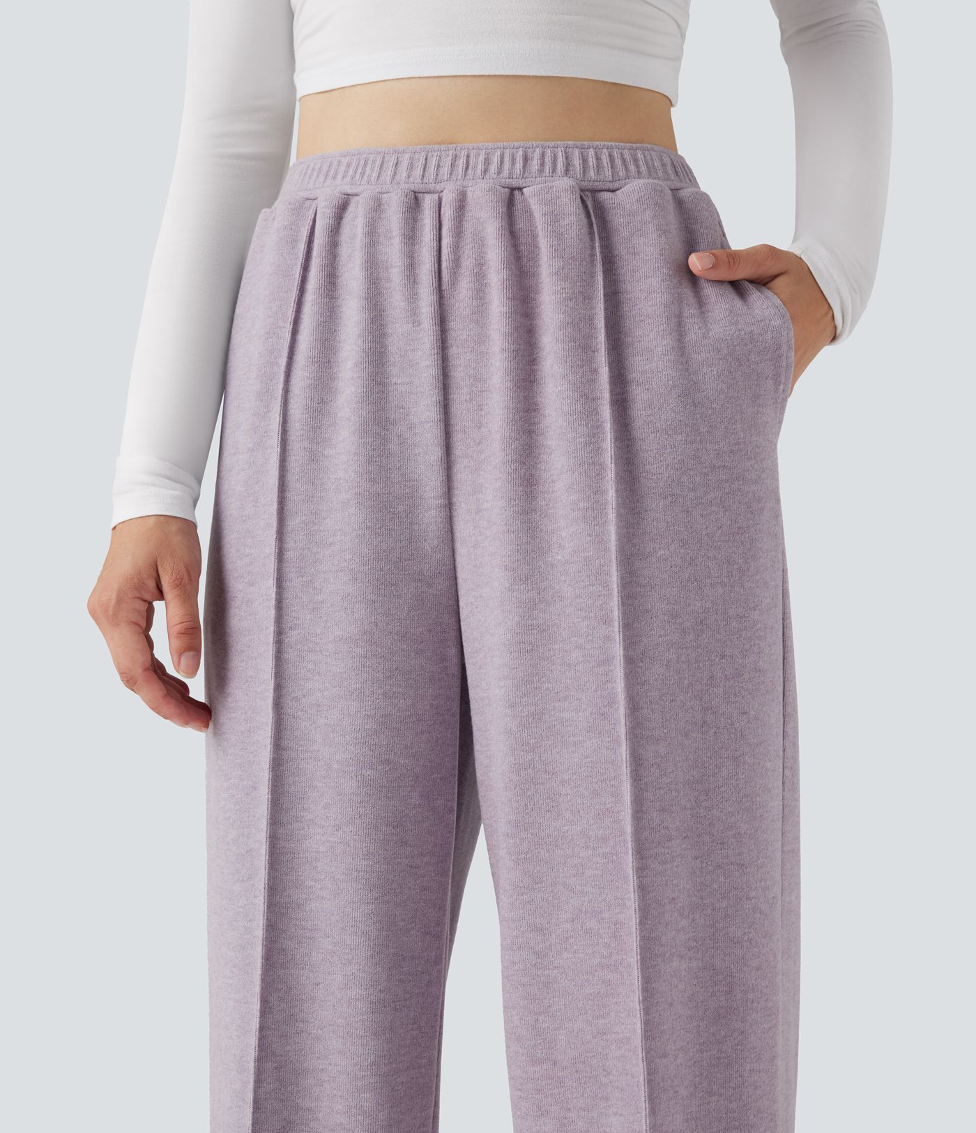 Pantalon baggy taille haute avec cordon de serrage et poches