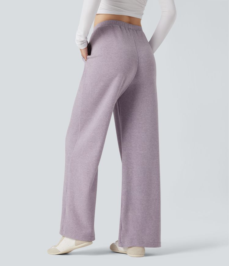 High Waisted Drawstring Thermal Casual Baggy Pants with Pockets