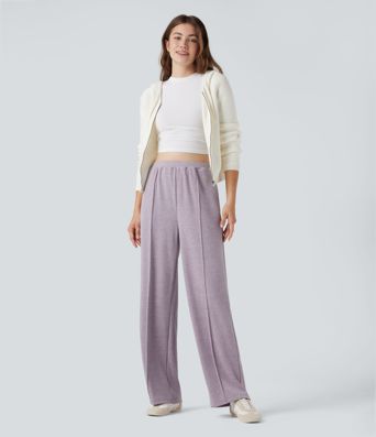 Pantalon baggy taille haute avec cordon de serrage et poches