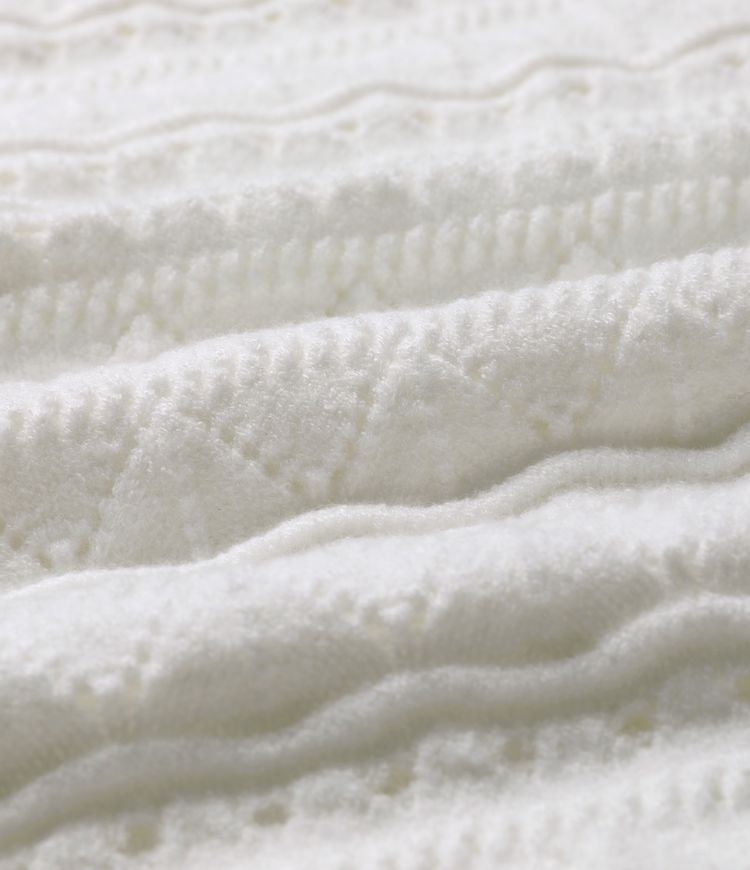 U-Neck Sleeveless Scallop Hem Open Knit Mini Casual Sweater Dress