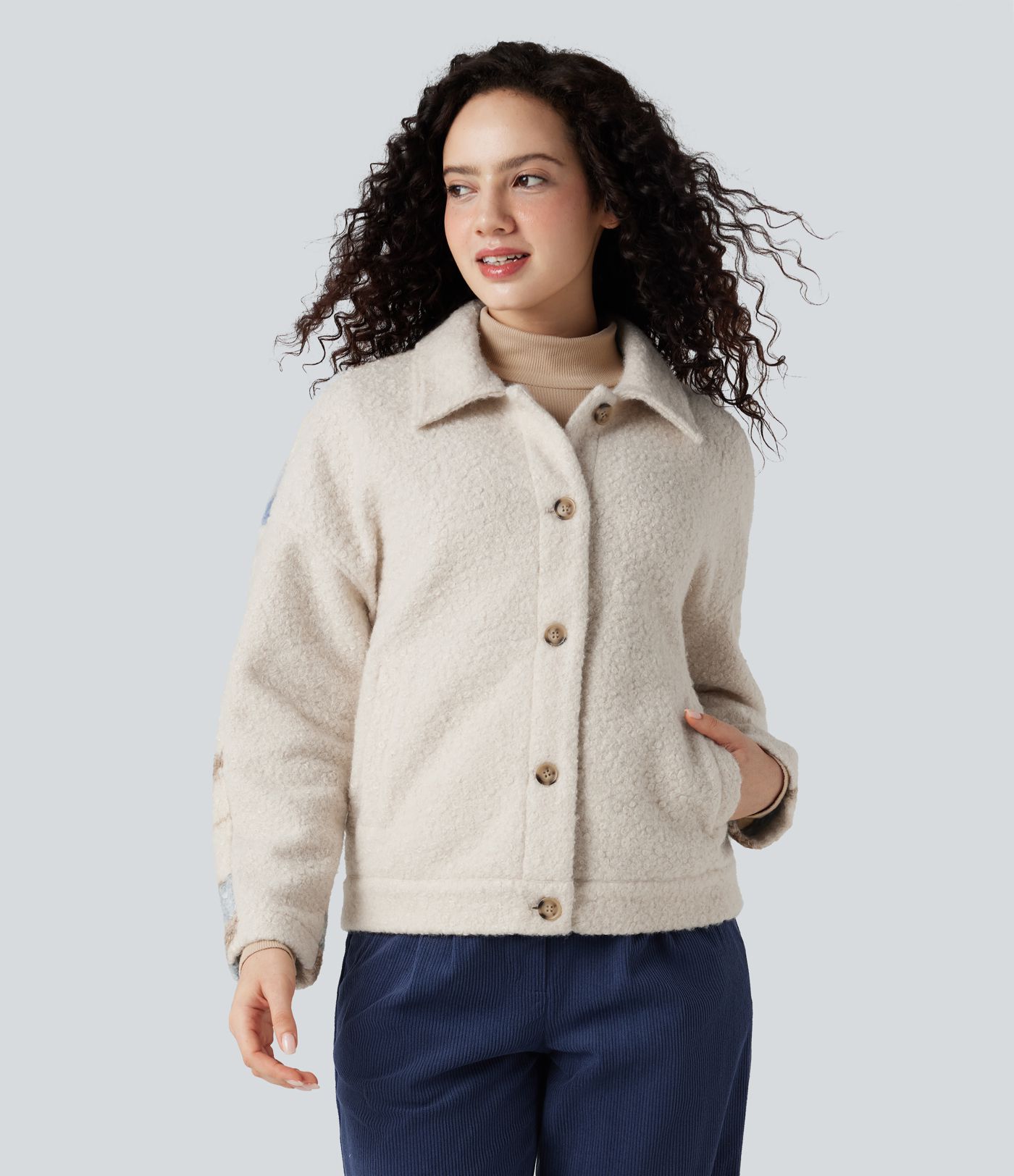 Lapel Long Sleeve Casual Sherpa Jacket