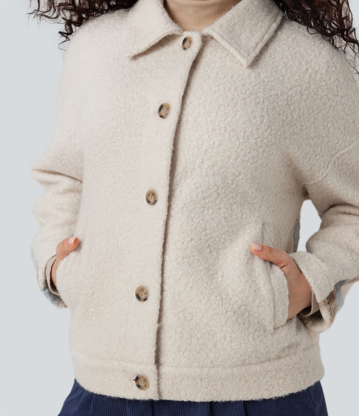 Lapel Long Sleeve Casual Sherpa Jacket