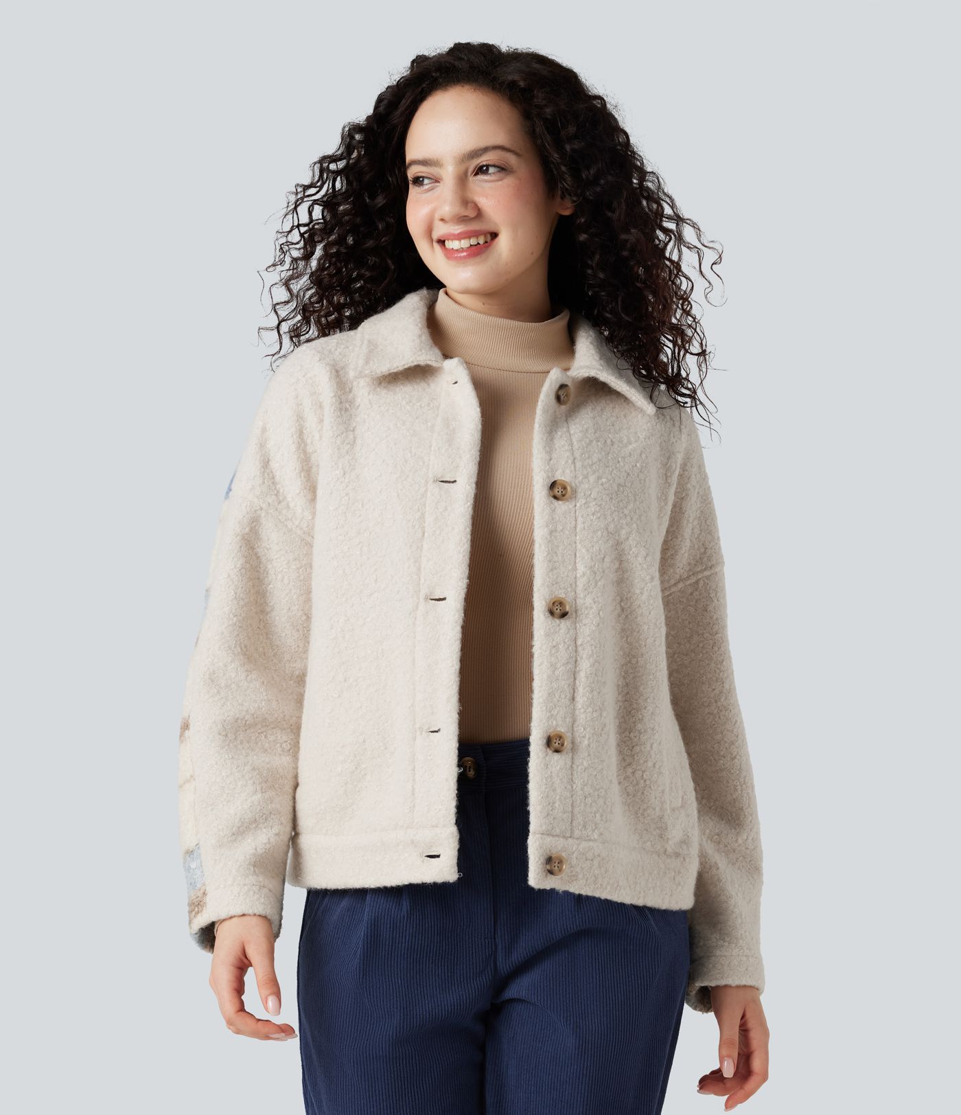 Veste sherpa col tailleur manches longues