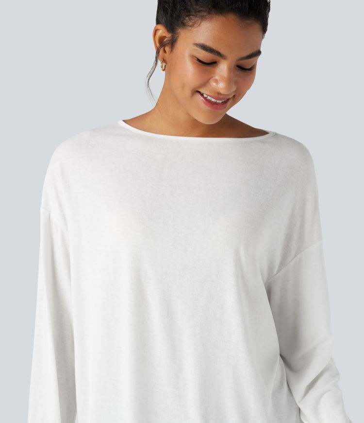 T-shirt oversize col bateau manches longues