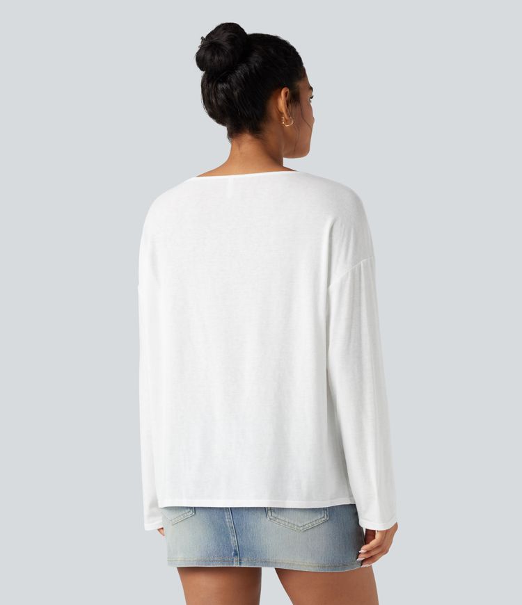 T-shirt oversize col bateau manches longues