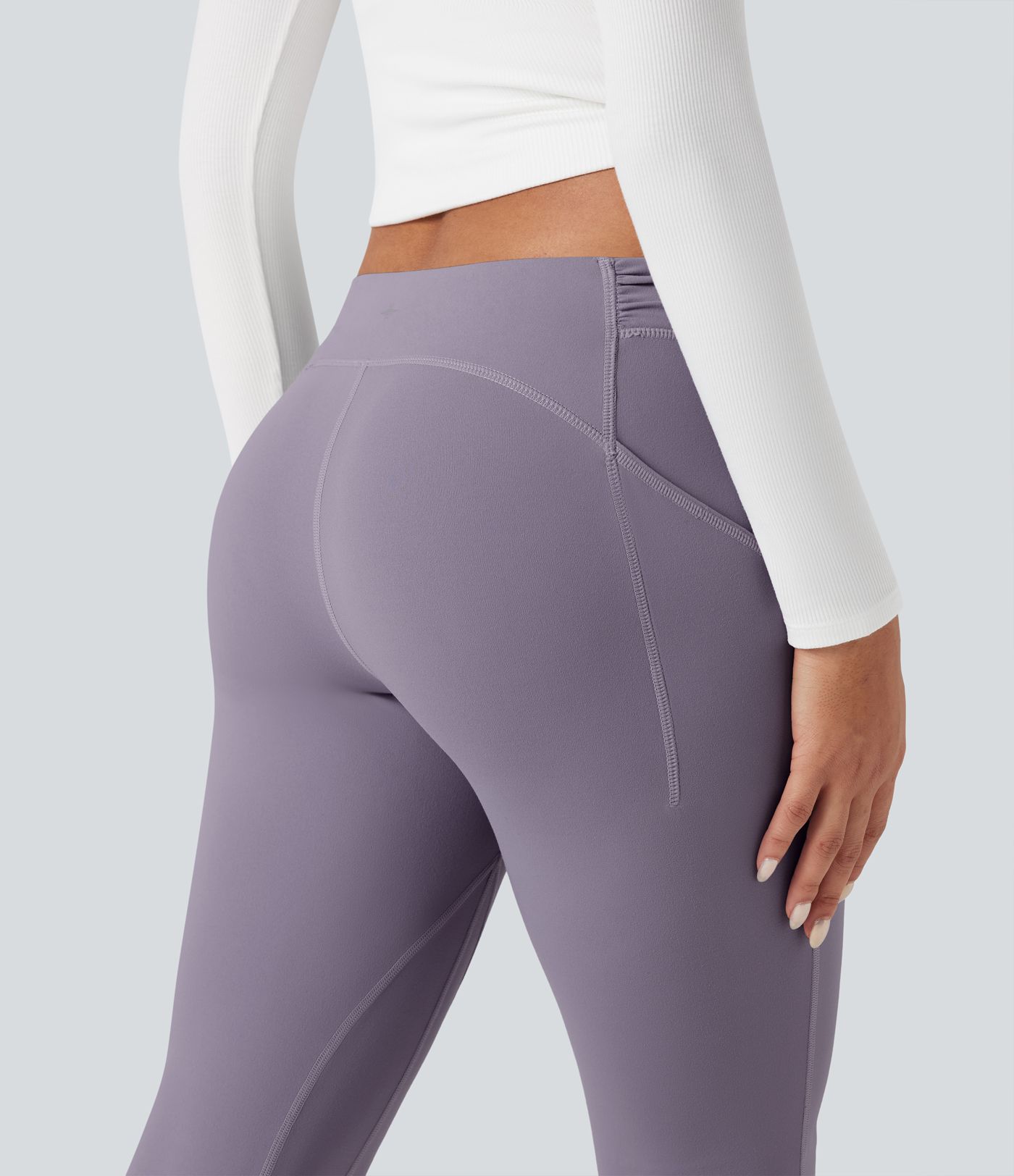 DayStretch Low Rise Ruched Split Casual Flare Pants with Pockets