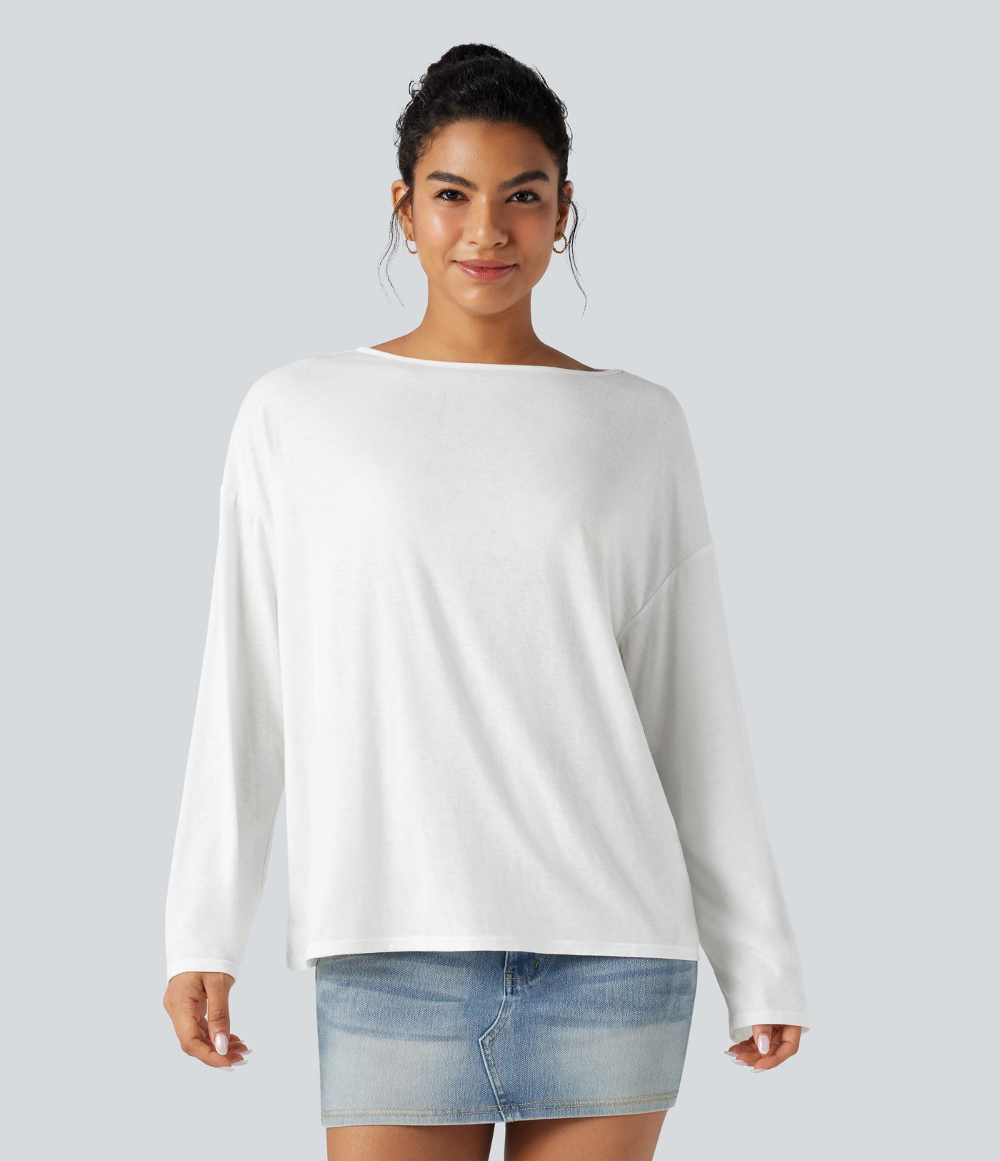 T-shirt oversize col bateau manches longues