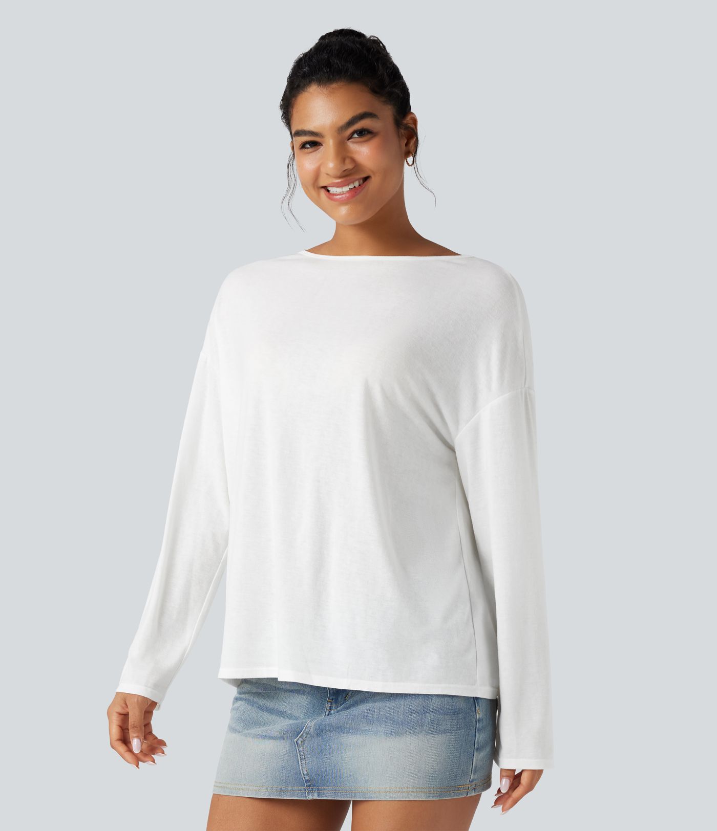 T-shirt oversize col bateau manches longues