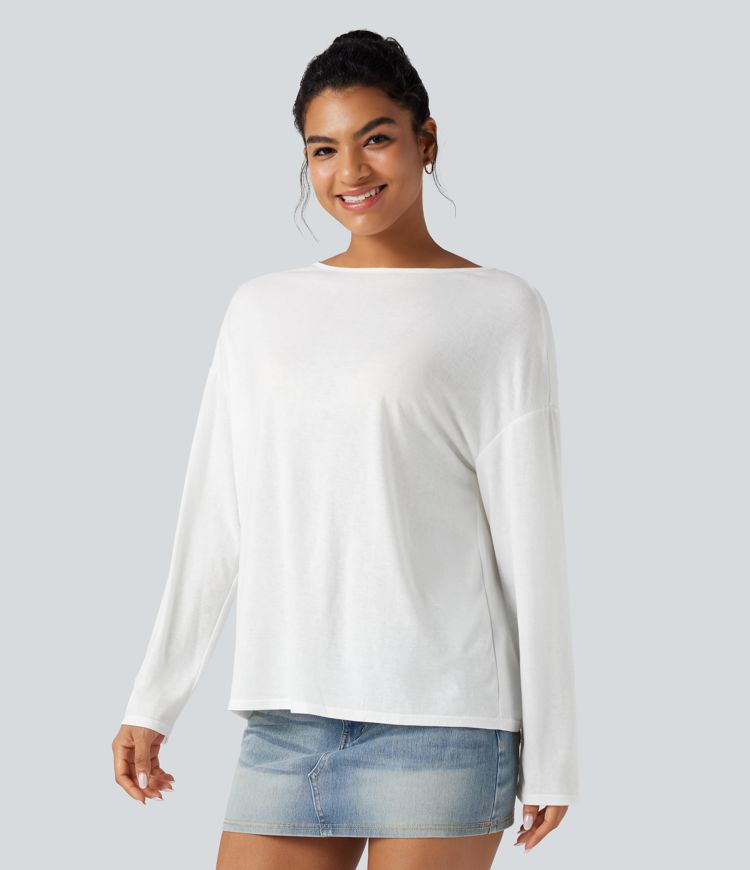 T-shirt oversize col bateau manches longues