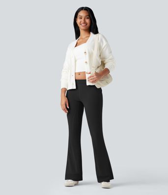 DayStretch Low Rise Ruched Split Casual Flare Pants with Pockets