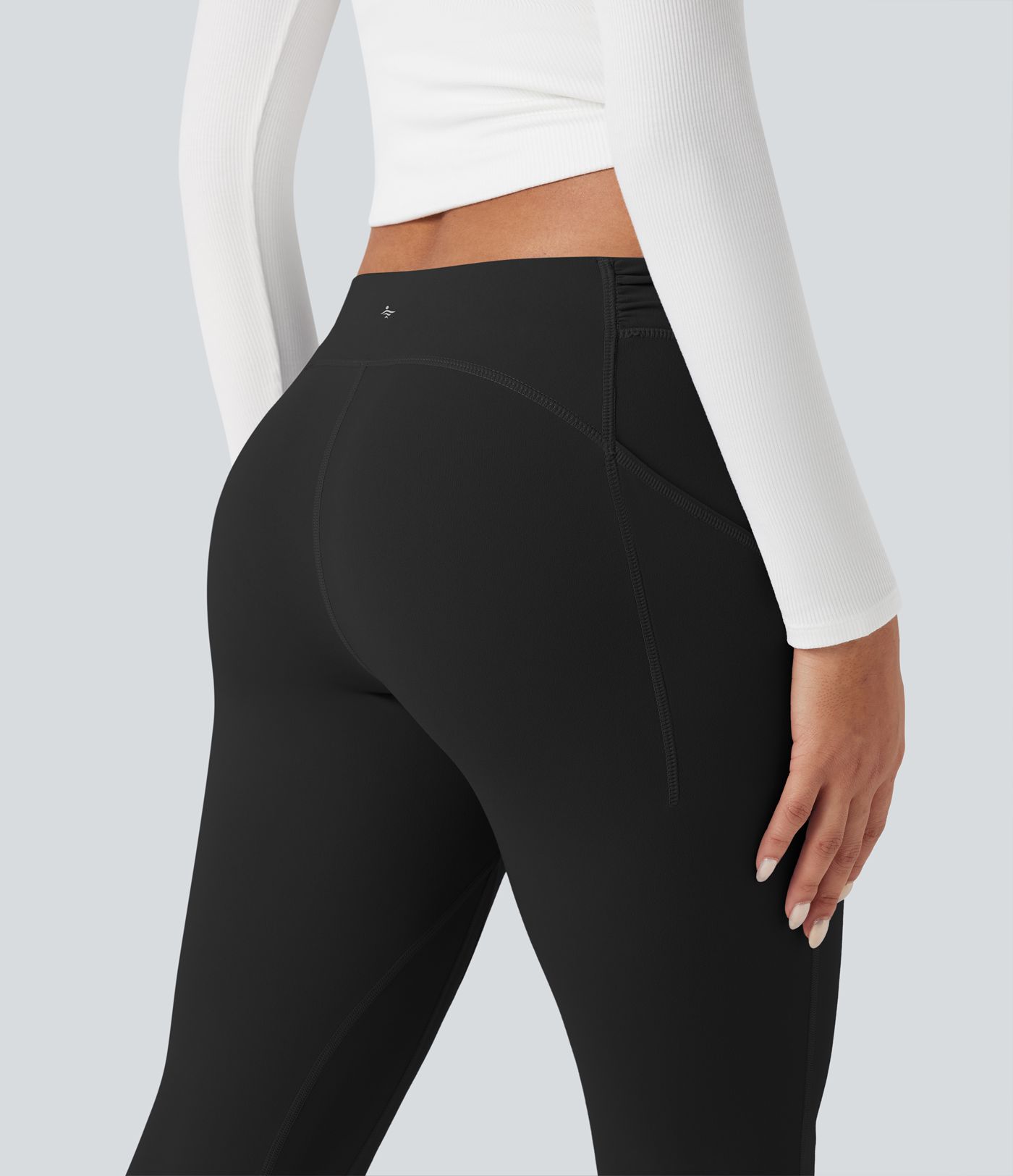 DayStretch Low Rise Ruched Split Casual Flare Pants with Pockets