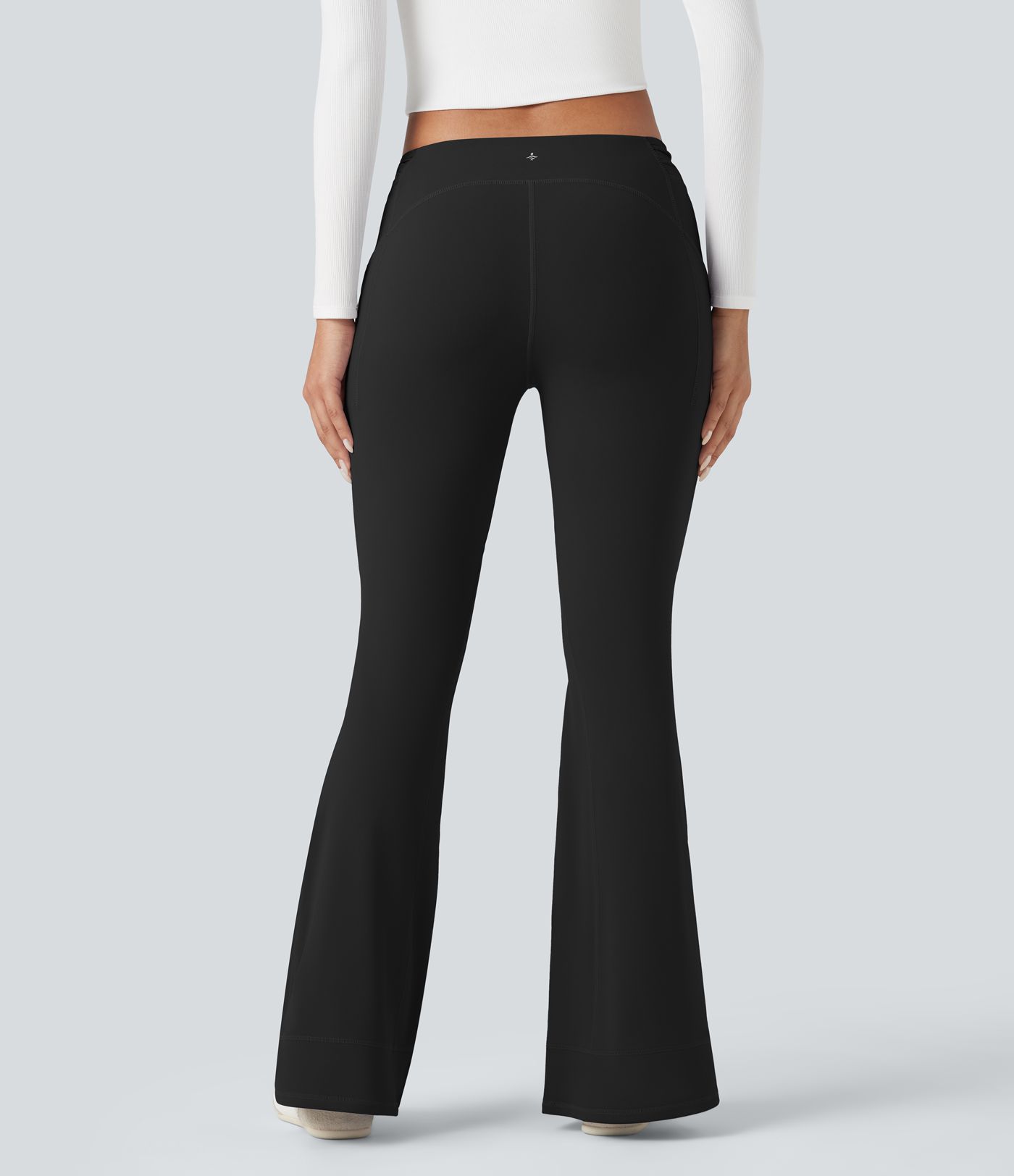 DayStretch Low Rise Ruched Split Casual Flare Pants with Pockets