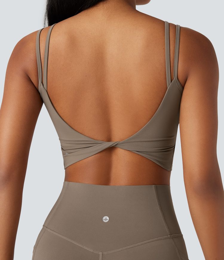 Halara UltraSculpt™ Double Straps Twisted Backless Cropped Yoga Tank Top