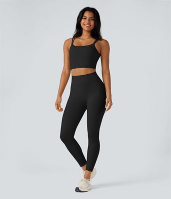 Halara UltraSculpt™ Double Straps Twisted Backless Cropped Yoga Tank Top