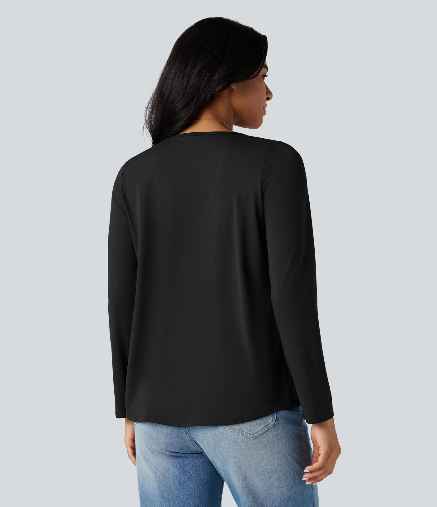Square Neck Long Sleeve Casual T-Shirt