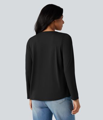 Square Neck Long Sleeve Casual T-Shirt