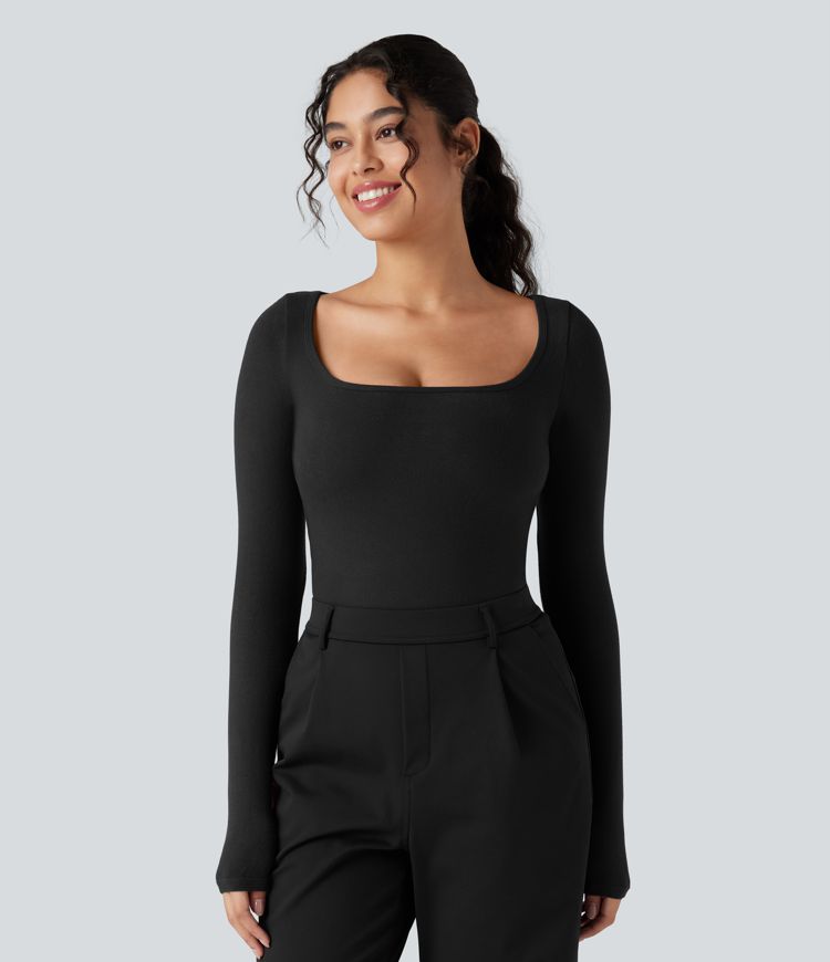 T-shirt réchauffant col échancré manches longues