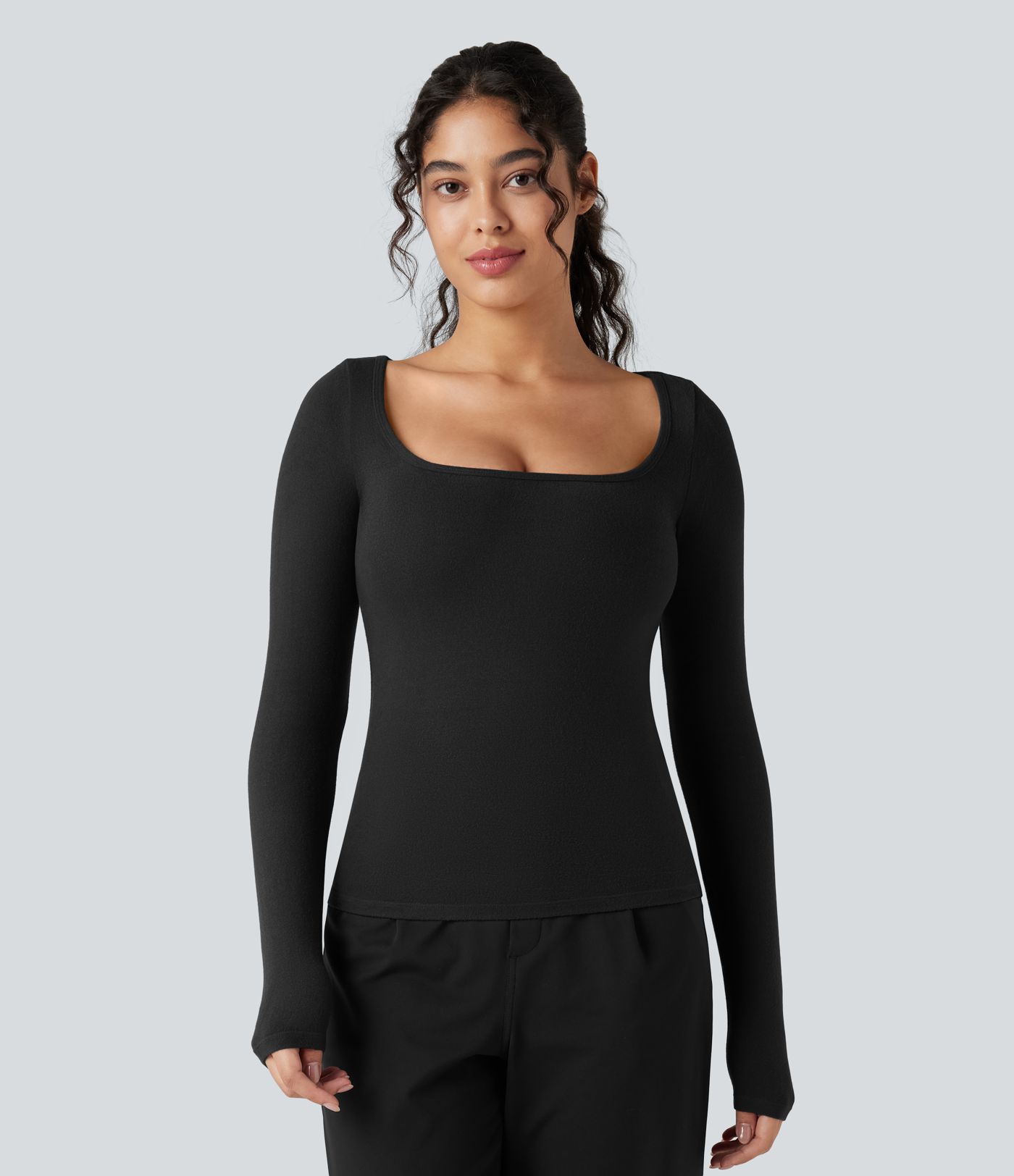 Scoop Neck Long Sleeve Work Warming T-Shirt