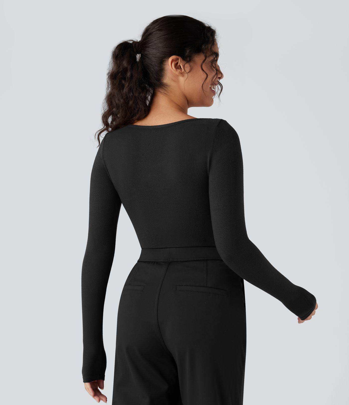 Scoop Neck Long Sleeve Work Warming T-Shirt