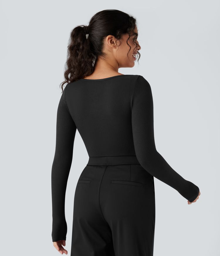 Scoop Neck Long Sleeve Work Warming T-Shirt