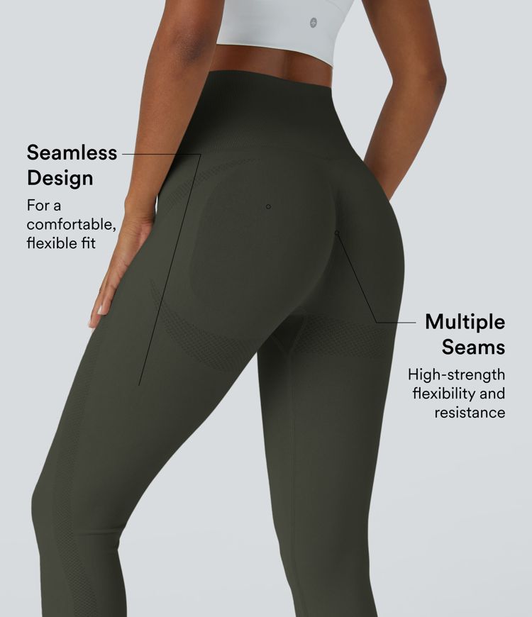 Seamless Flow High Waisted Ruched 7/8 Yoga Leggings
