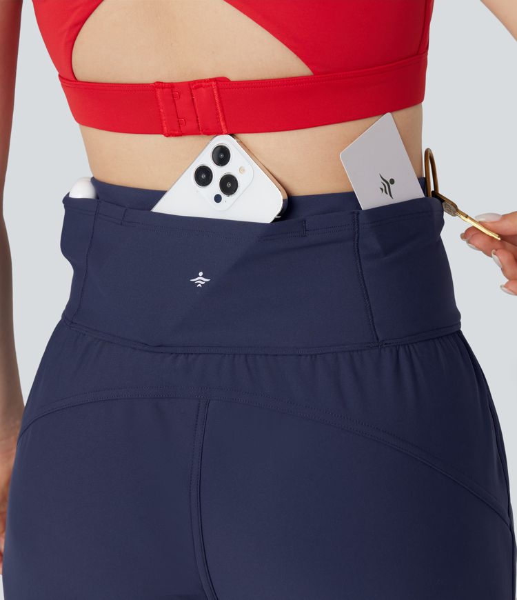 Durable Water Repellent High Waisted Drawstring Fleece Running Warming Joggers with Pockets