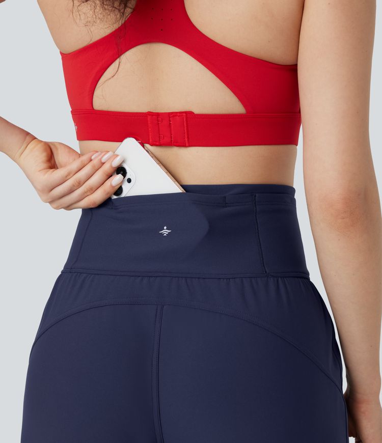 Durable Water Repellent High Waisted Drawstring Fleece Running Warming Joggers with Pockets