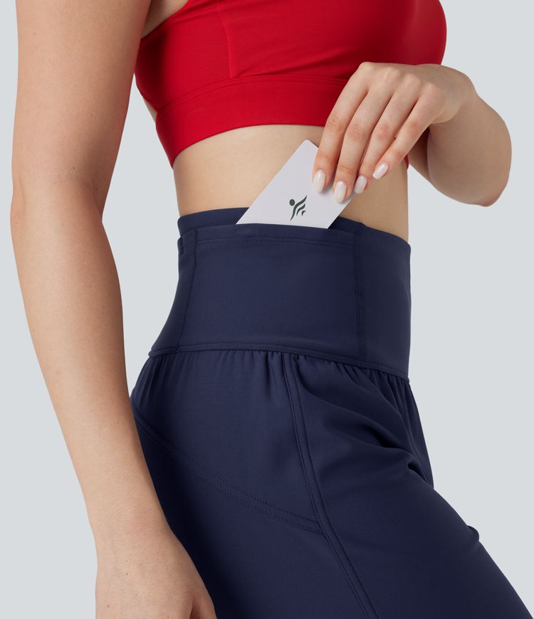 Durable Water Repellent High Waisted Drawstring Fleece Running Warming Joggers with Pockets