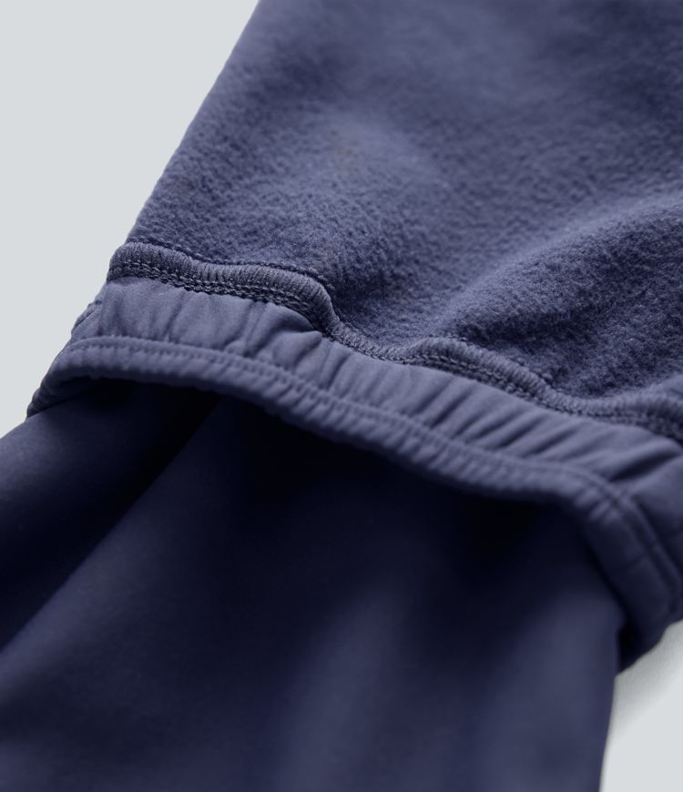 Durable Water Repellent High Waisted Drawstring Fleece Running Warming Joggers with Pockets