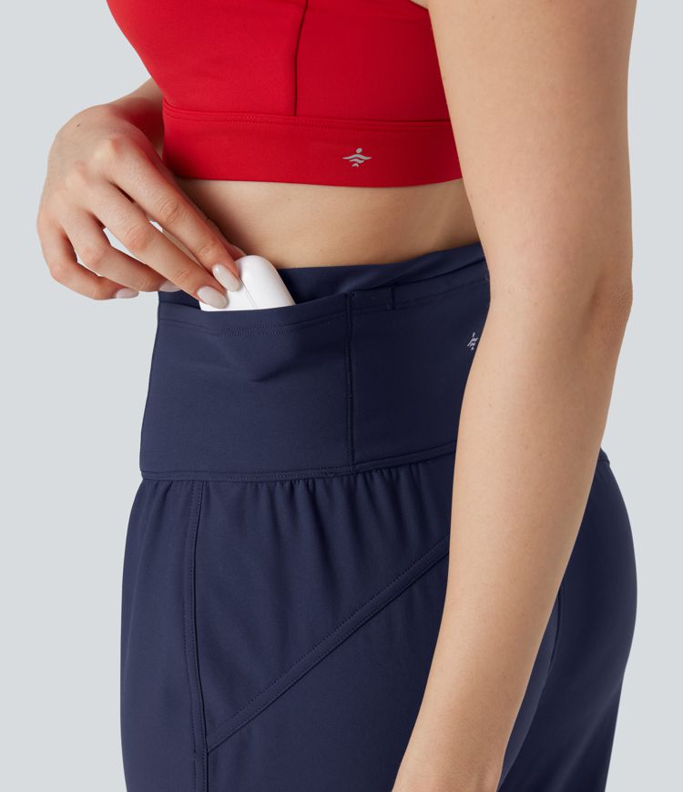 Durable Water Repellent High Waisted Drawstring Fleece Running Warming Joggers with Pockets