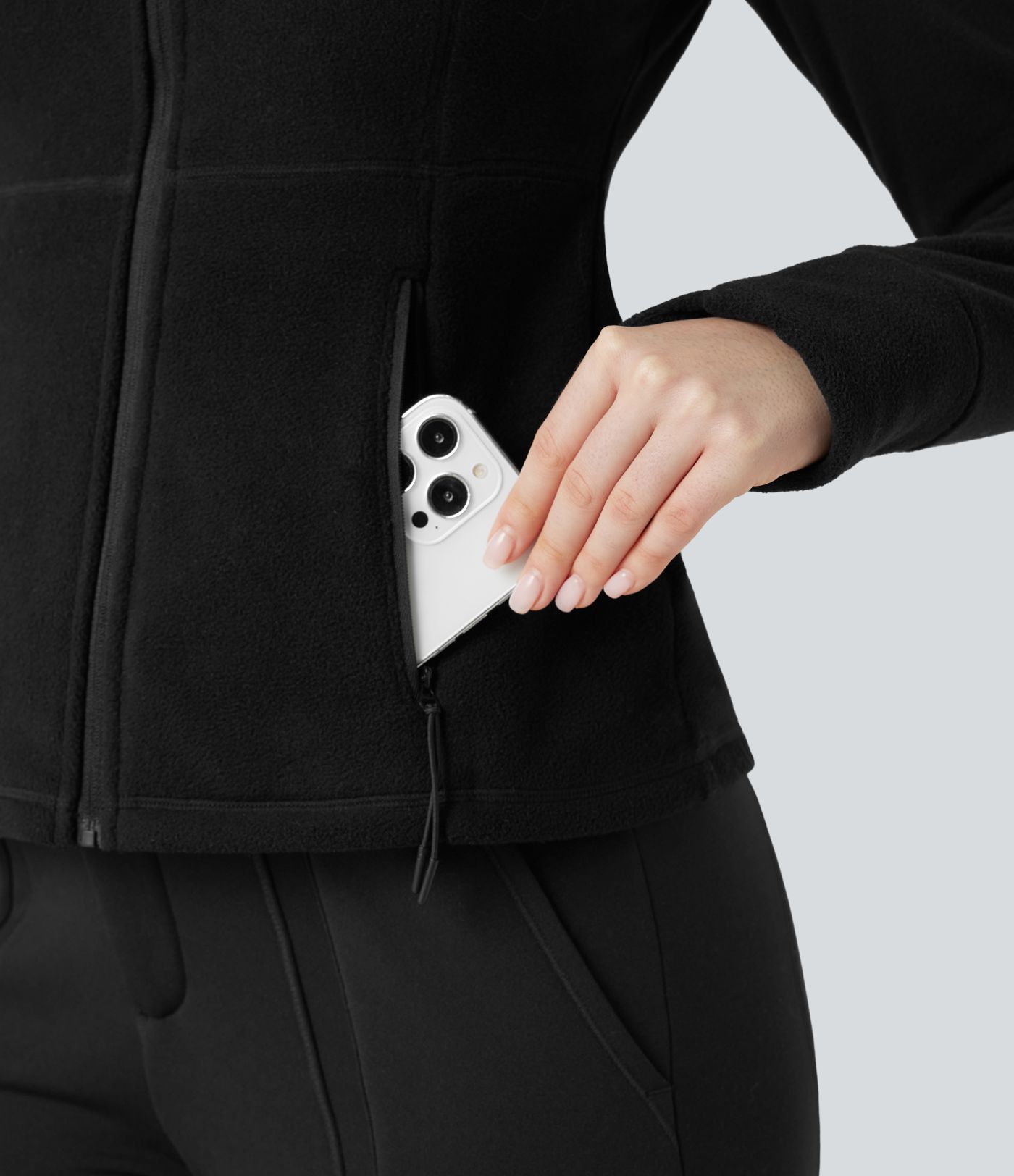 Stand Collar Long Sleeve Thumb Hole Hiking Jacket with Pockets