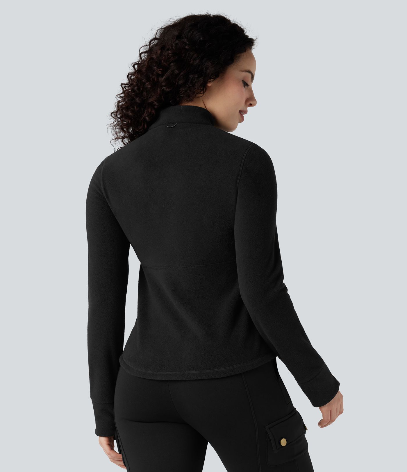 Stand Collar Long Sleeve Thumb Hole Hiking Jacket with Pockets