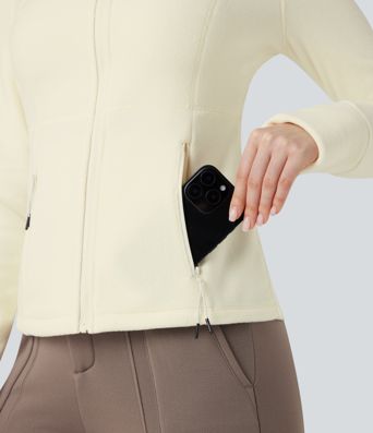 Stand Collar Long Sleeve Thumb Hole Hiking Jacket with Pockets