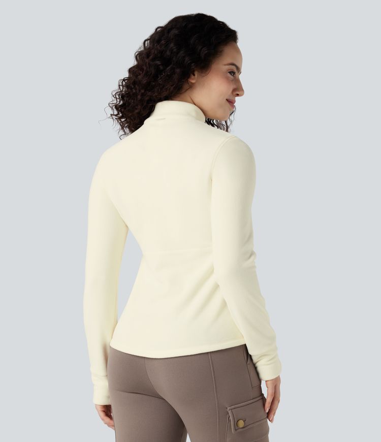 Stand Collar Long Sleeve Thumb Hole Hiking Jacket with Pockets