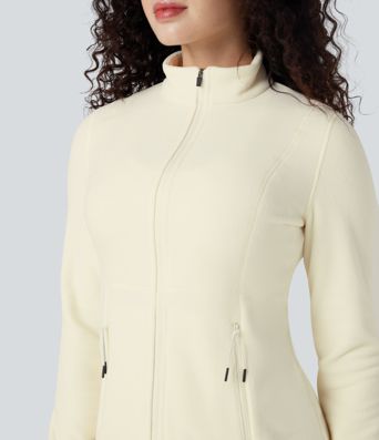 Stand Collar Long Sleeve Thumb Hole Hiking Jacket with Pockets