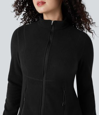 Stand Collar Long Sleeve Thumb Hole Hiking Jacket with Pockets