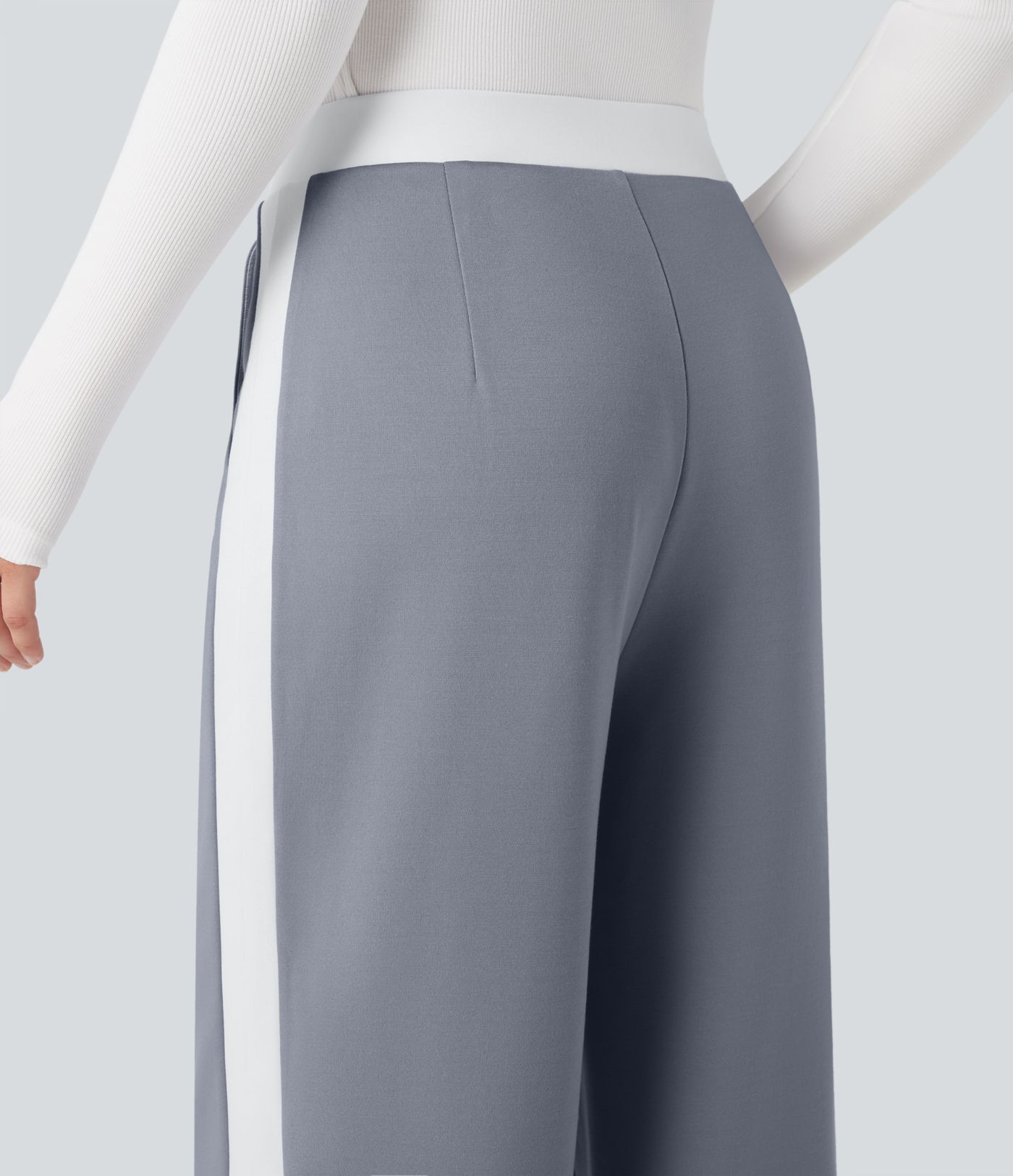 SculptKnit Mid Rise Color Block Split Work Straight Leg Pants with Pockets