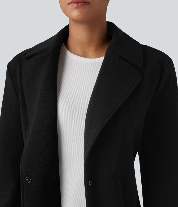 Manteau polaire long ceinturé manches longues avec poches