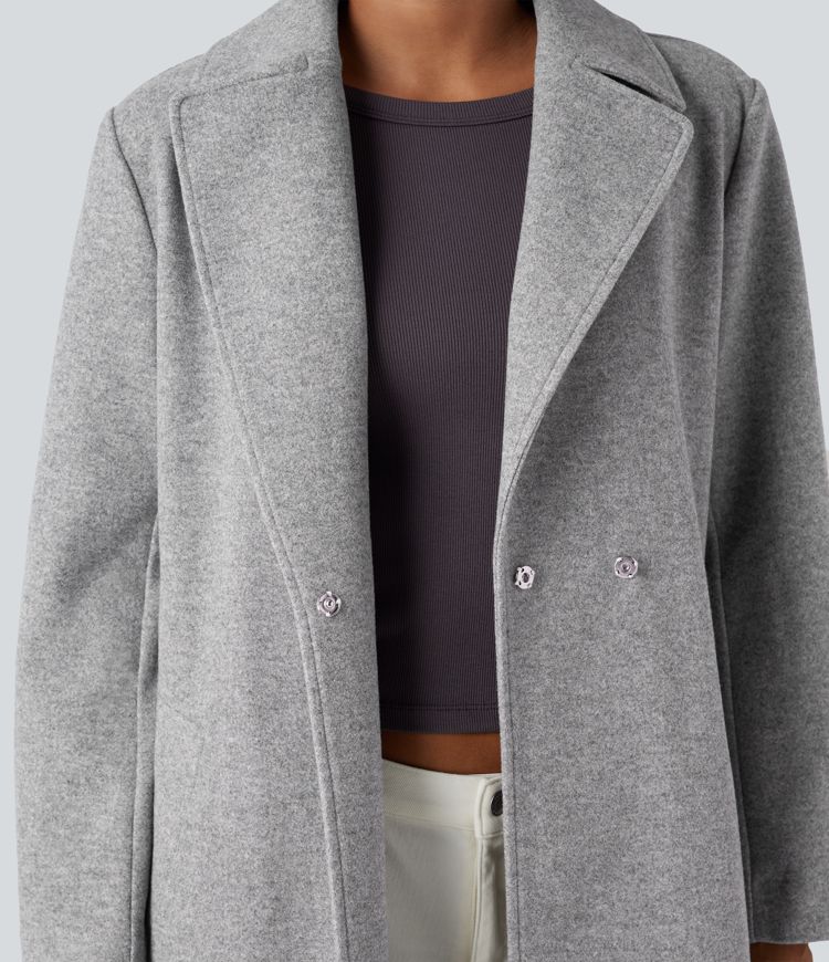 Long Sleeve Belted Longline Fleece Casual Coat with Pockets